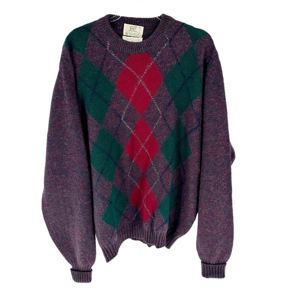 Lord Jeff Other - Vintage Lord Jeff Sweater Mens XL Plaid Shetland Wool Made in Ireland Tallfellow